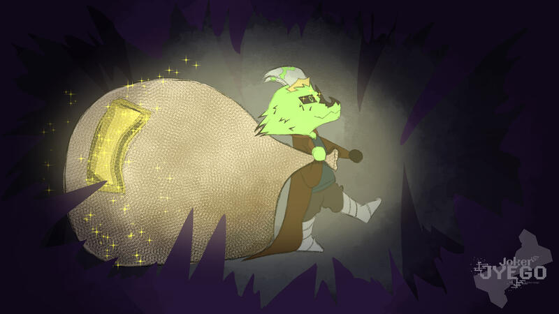 Kobold Jyego bringing the great dragon all the gold